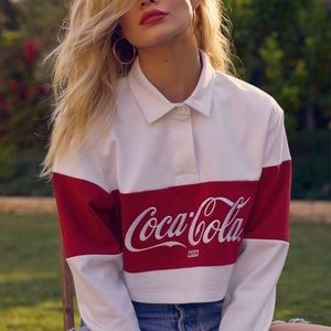 KITH X Coca Cola Cropped Rugby Long Sleeve Polo Extra Large Coke White Button Up
